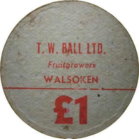 Farm token. T W Ball Ltd, Walsoken.