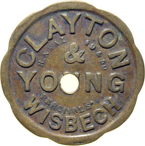 Farm token. Clayton & Young, Wisbech.