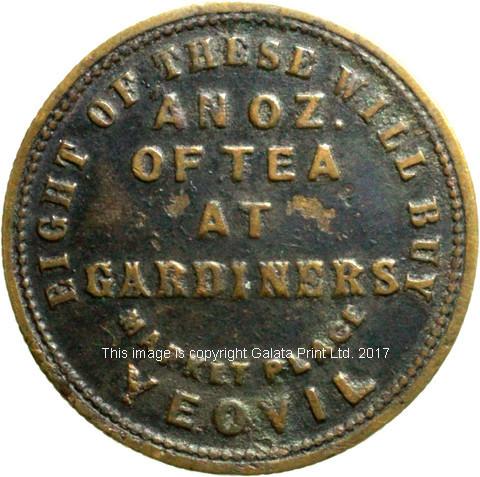 Advertising Tea token. Gardiners Tea Warehouse, Yeovil.