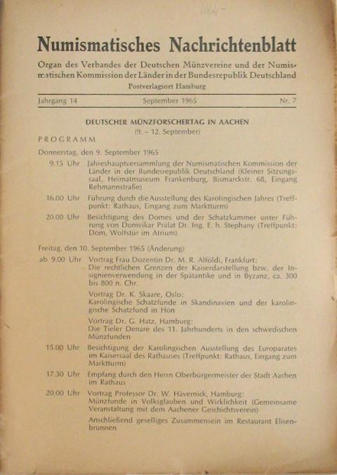 Numismatisches Nachrichten Blatt. 1965 - 2002.