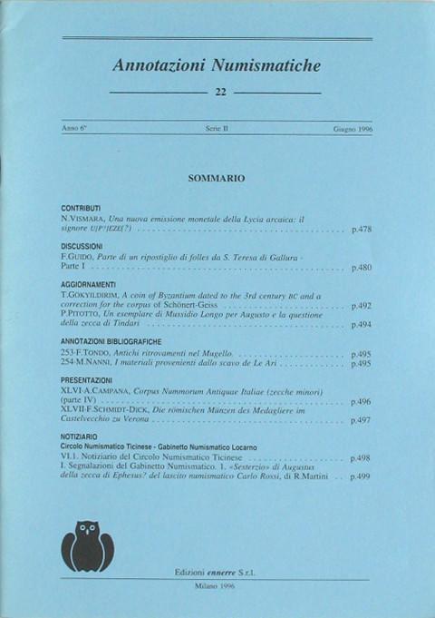 Annotazioni Numismatiche 1991 - 2002