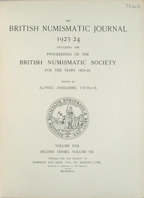 British Numismatic Journal 1923-24&nbsp;