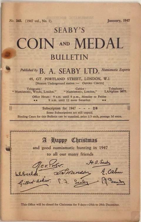 Seaby Coin and Medal Bulletin No. 345, January 1947