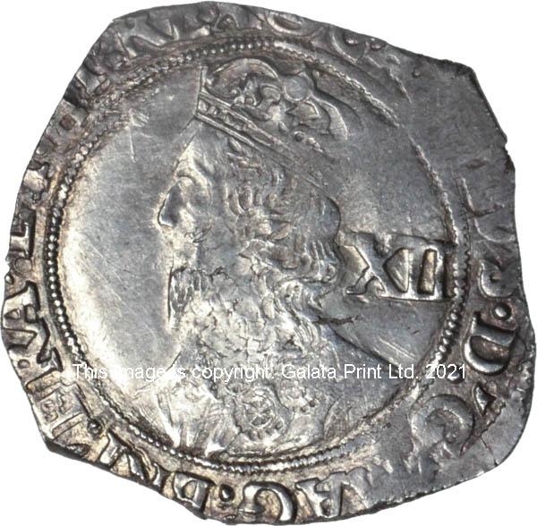 CHARLES I, 1625-49. Shilling, group F, 6th bust.