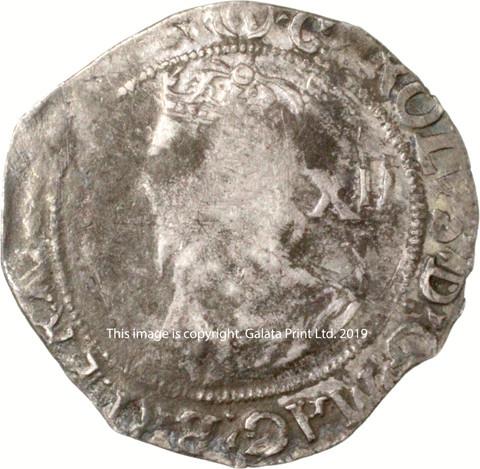 CHARLES I, 1625-49. Shilling, group F, 6th bust.