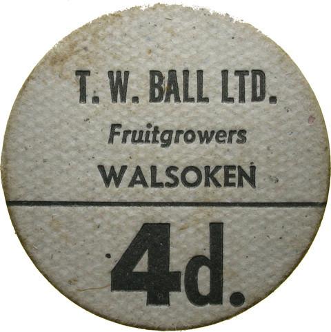 Farm token. T W Ball Ltd, Walsoken.