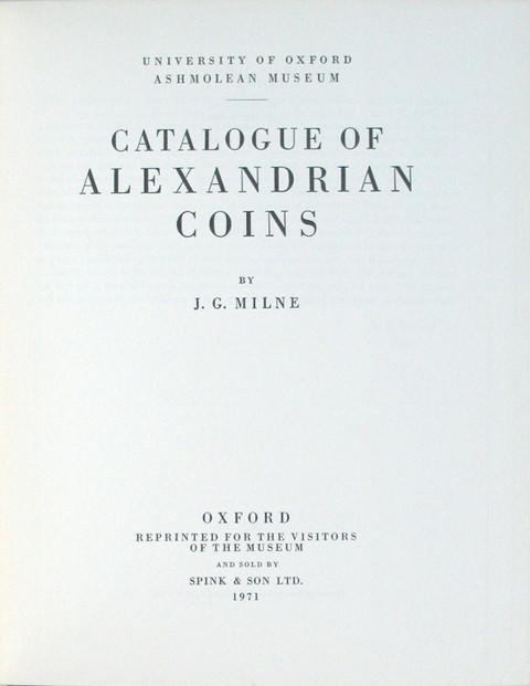 Catalogue of Alexandrian Coins.