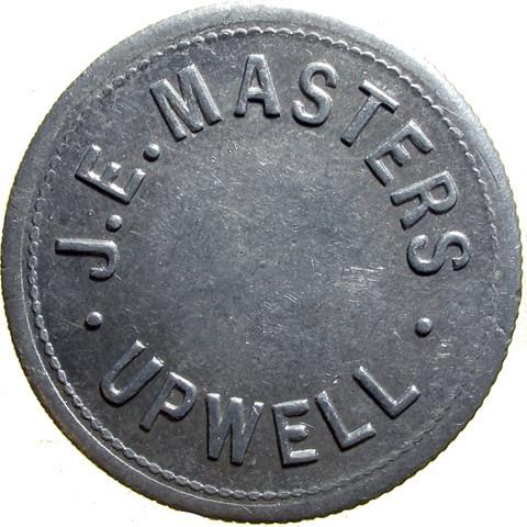 Farm token. J E Masters, Upwell.