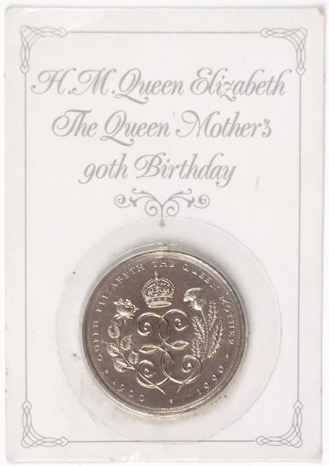 ELIZABETH II (1953-)  Commemorative 5 Pounds, 1990. Queen Mother's 90th Birthday.