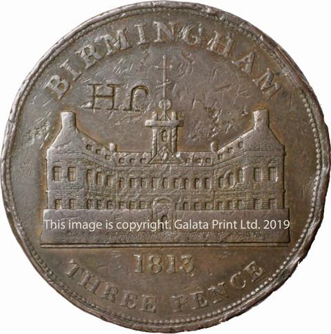 BIRMINGHAM Workhouse. 1813. THREEPENCE with C m