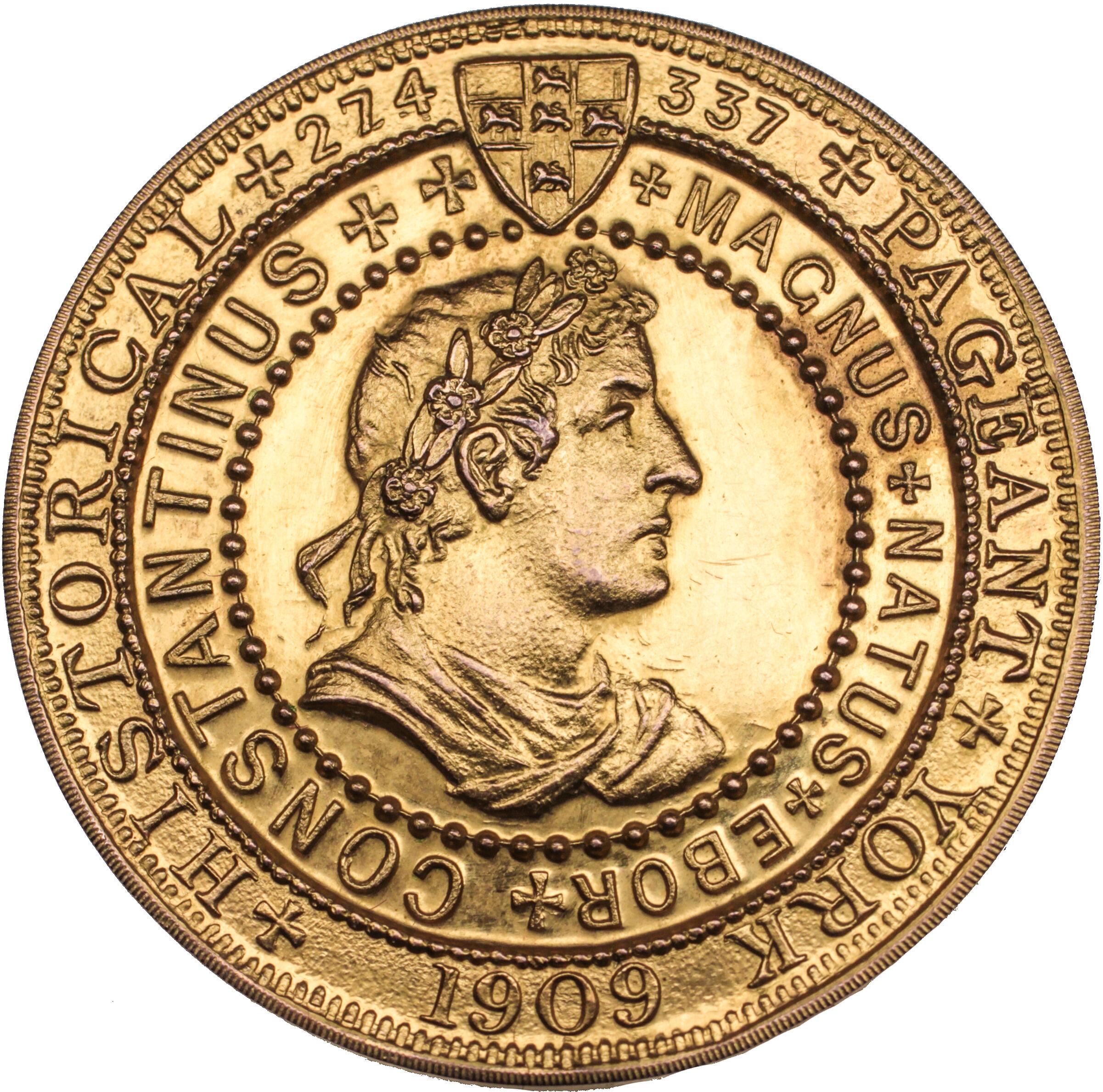 York Historical Pageant 1909, gold medal by Joseph Moore.