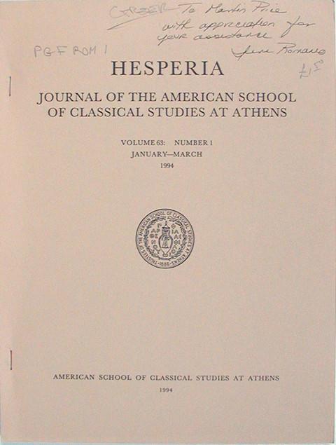 Hesperia.  Journal of the American School of Classical Studies at Athens.
