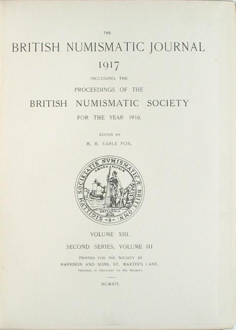 British Numismatic Journal 1917&nbsp;