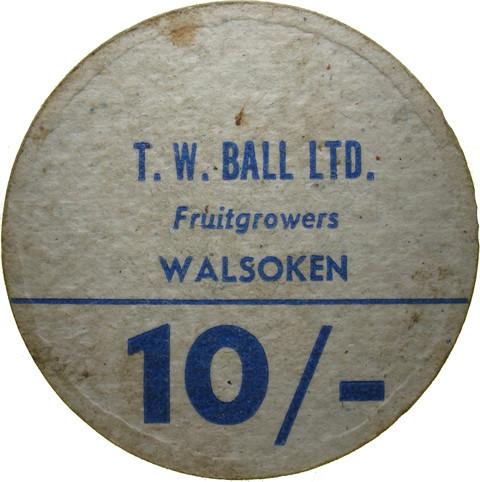 Farm token. T W Ball Ltd, Walsoken.