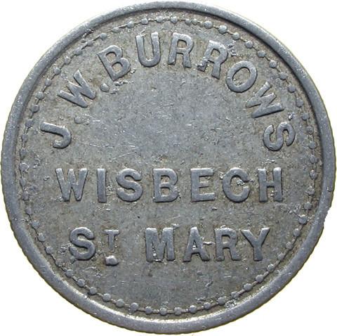 Farm token. J W Burrows, Wisbech.