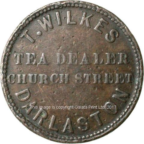 DARLASTON, Staffs.  Thomas Wilkes, tea dealer. Farthing token
