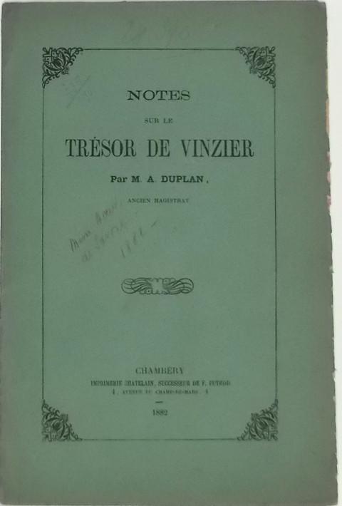 Notes sur le Tresor de Vinzier.