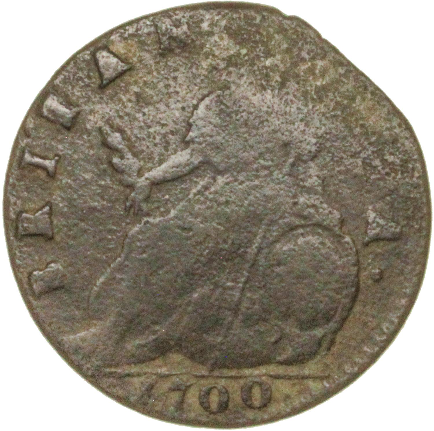 William III, halfpenny, 1700.
