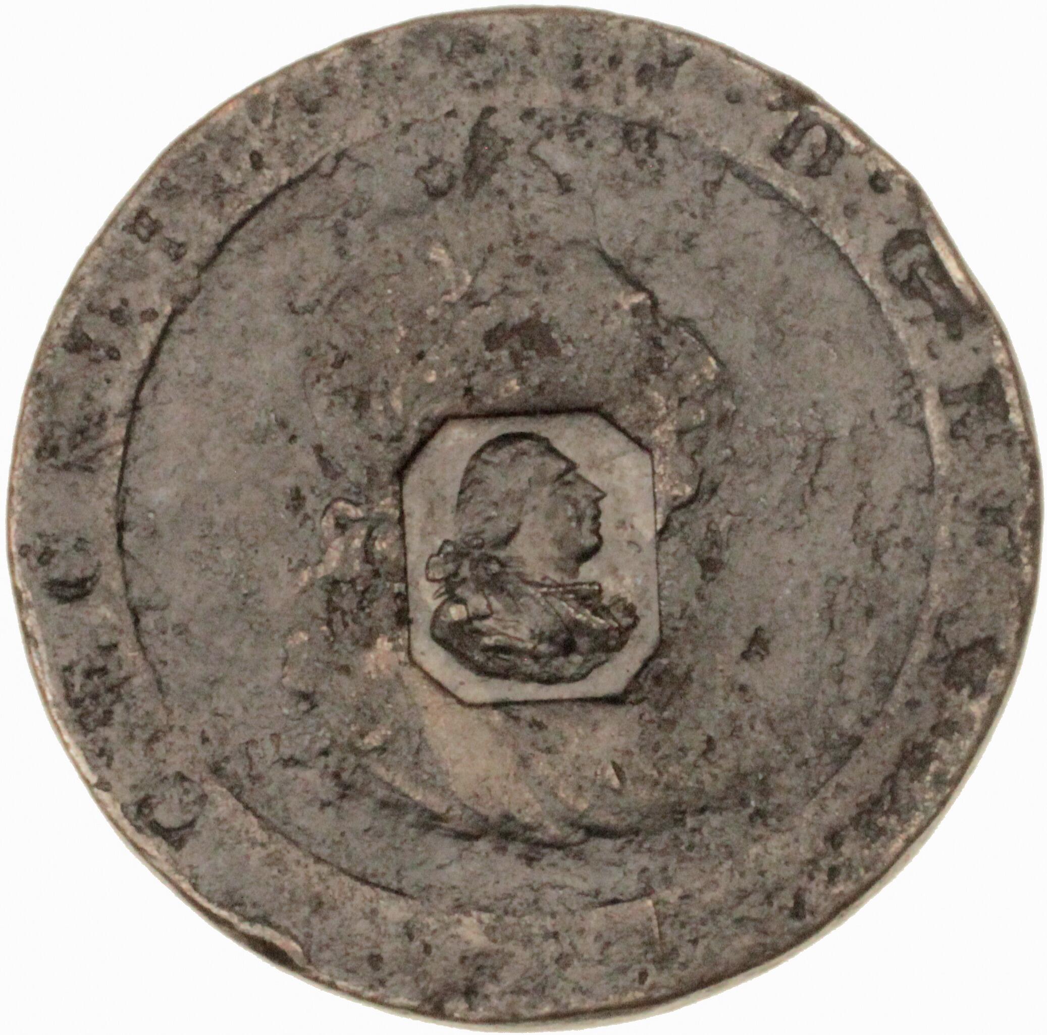 George III. Cartwheel penny, 1797. With false octagoal countermark.