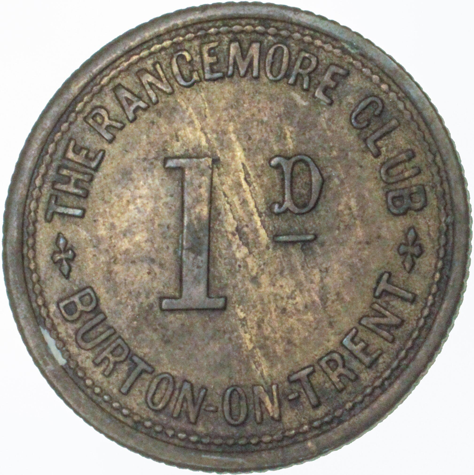 Burton on Trent Rangemoor Club. Penny token