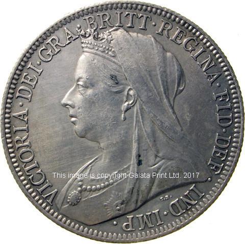 VICTORIA, 1837-1901.  Florin, old veiled bust.