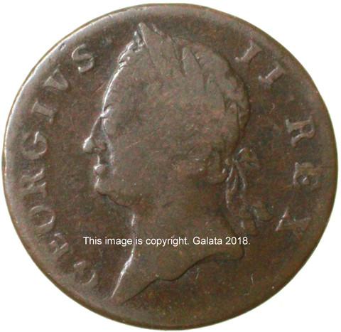GEORGE II, 1727-60. Old head coinage. Halfpenny 1760.