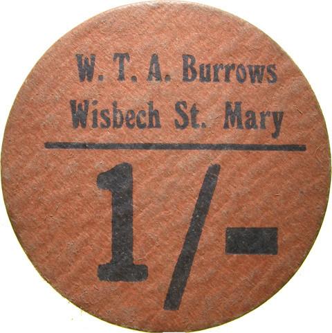 Farm token. W T A Burrows, Wisbech.