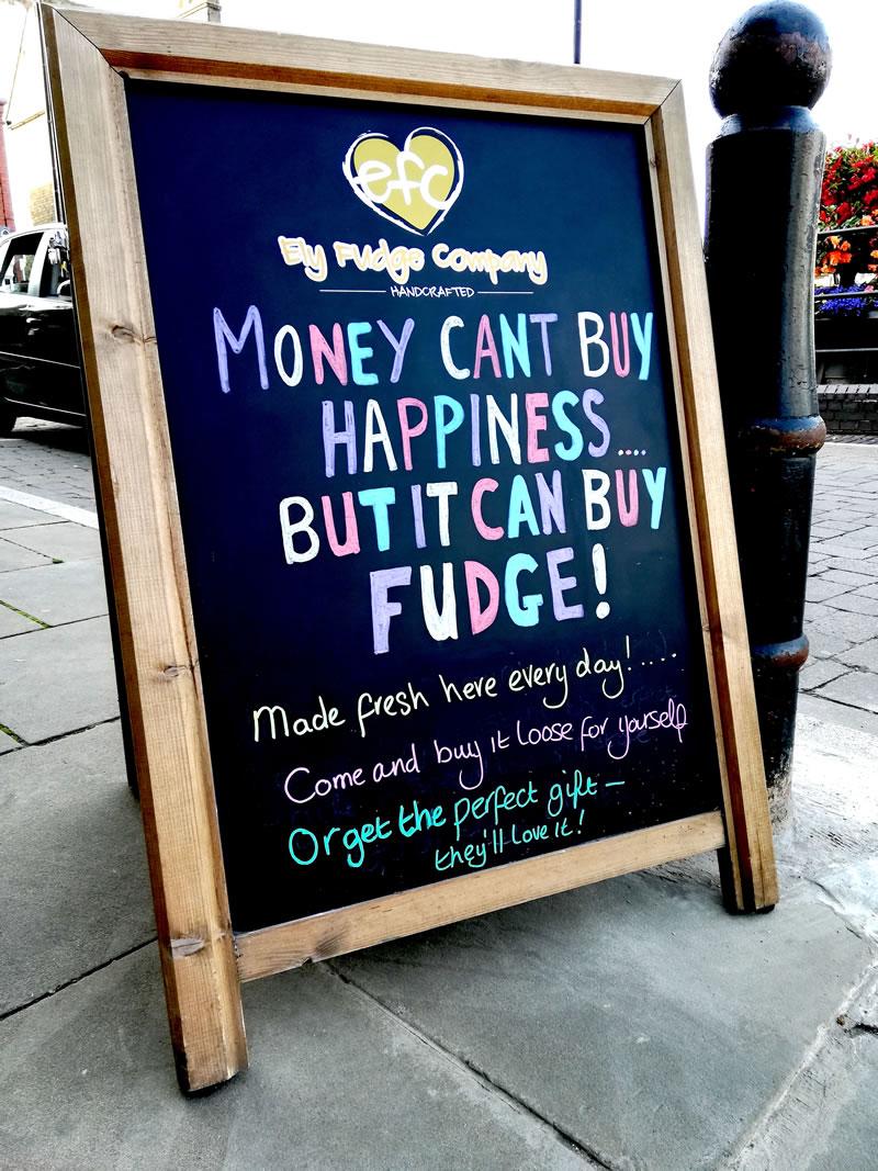 Money can't buy happiness, but it can buy fudge! Handmade in our shop