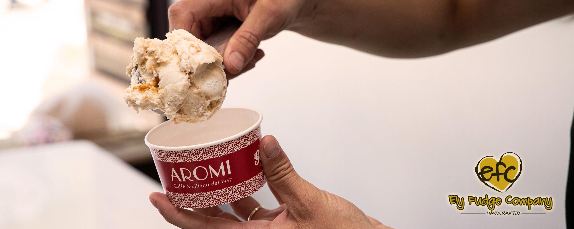 Not only do we sell delicious fudge, but we also sell the creamiest Aromi gelato too, in a variety of flavours