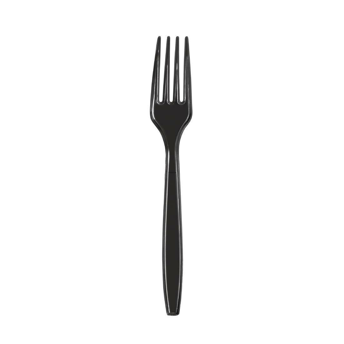 U649 - Fiesta Recyclable Heavy-Duty Plastic Forks Black (Pack of 100 ...