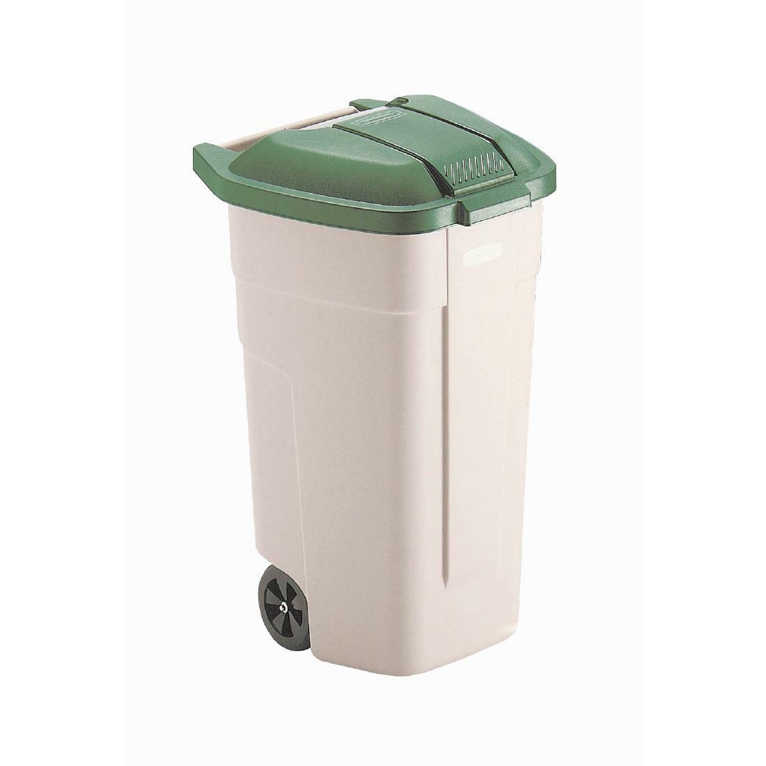 F690 Rubbermaid Mobile Container 100Ltr Green Lid