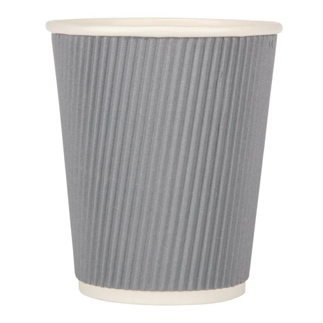 GP433 - HW08RWCH - Fiesta Recyclable Coffee Cups Ripple Wall Charcoal 225ml  / 8oz (Pack of 500) - GP