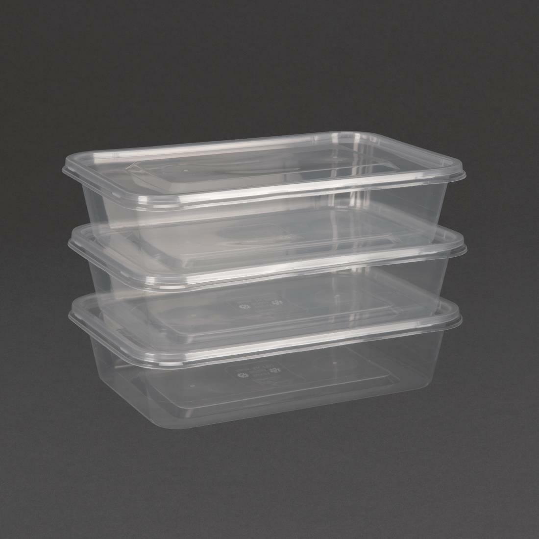 Fiesta Recyclable Plastic Microwavable Containers with Lid Small 500ml  (Pack of 250)