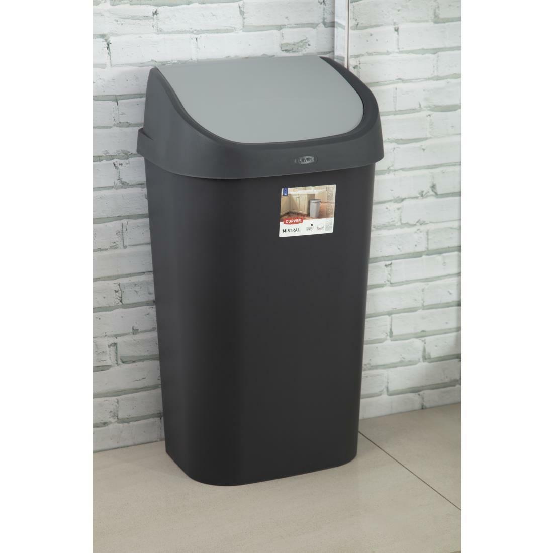 DN847 Curver Polypropylene Swing Bin Black 50Ltr DN847