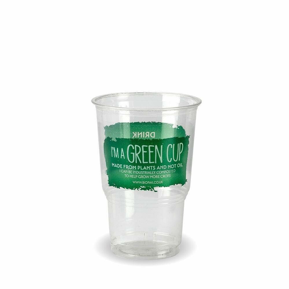 BioPak Half Pint "I'M A Green Cup" PLA Tumblers | CE Marked (Case of 2100) - R-HALF-GREEN - 1