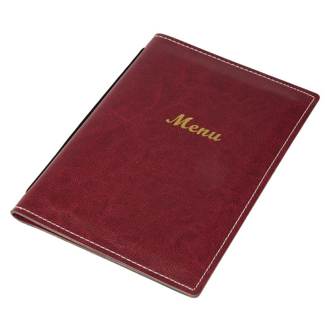 E224 Olympia Faux Leather Menu Cover A5 Burgundy E224