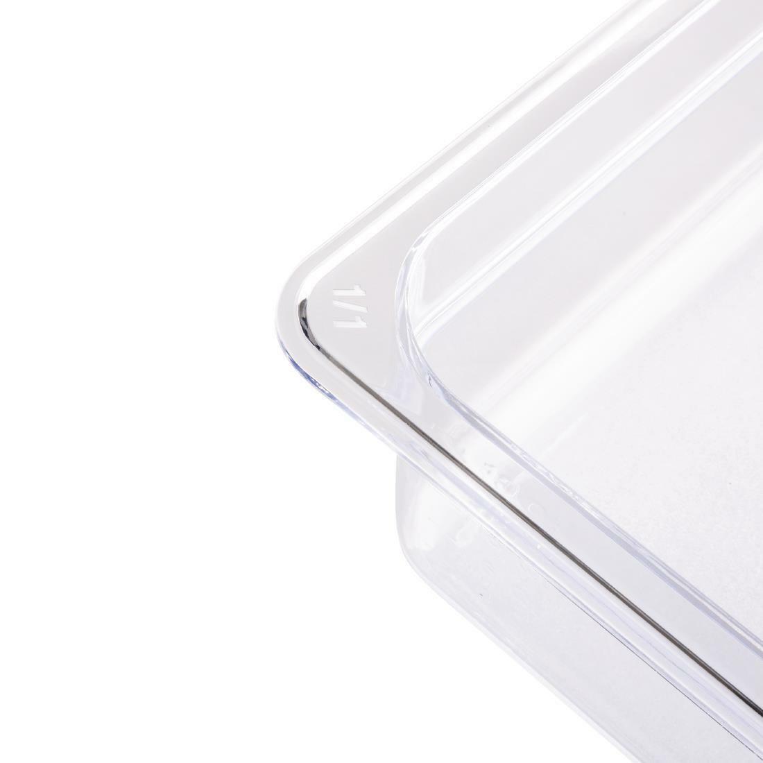 U225 - 2114 - Vogue Polycarbonate 1/1 Gastronorm Container 100mm Clear ...