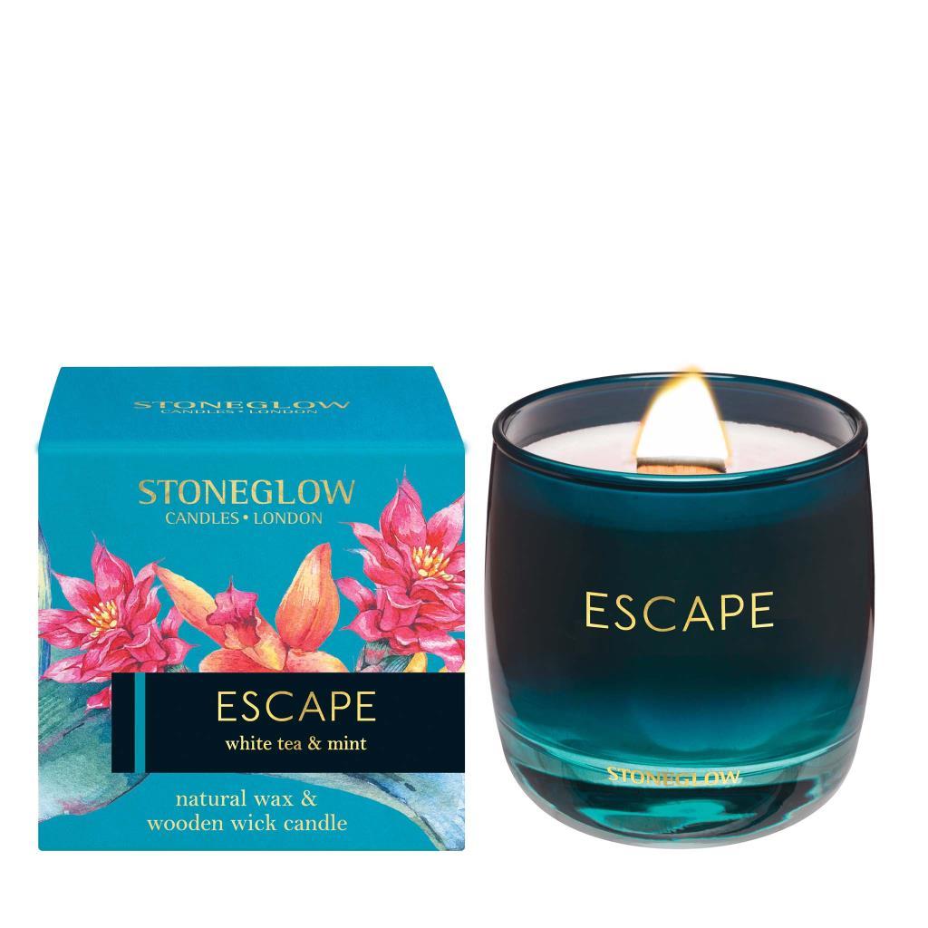 Stoneglow Escape Infusion Natural Wax Candle, White Tea & Mint, Tumbler