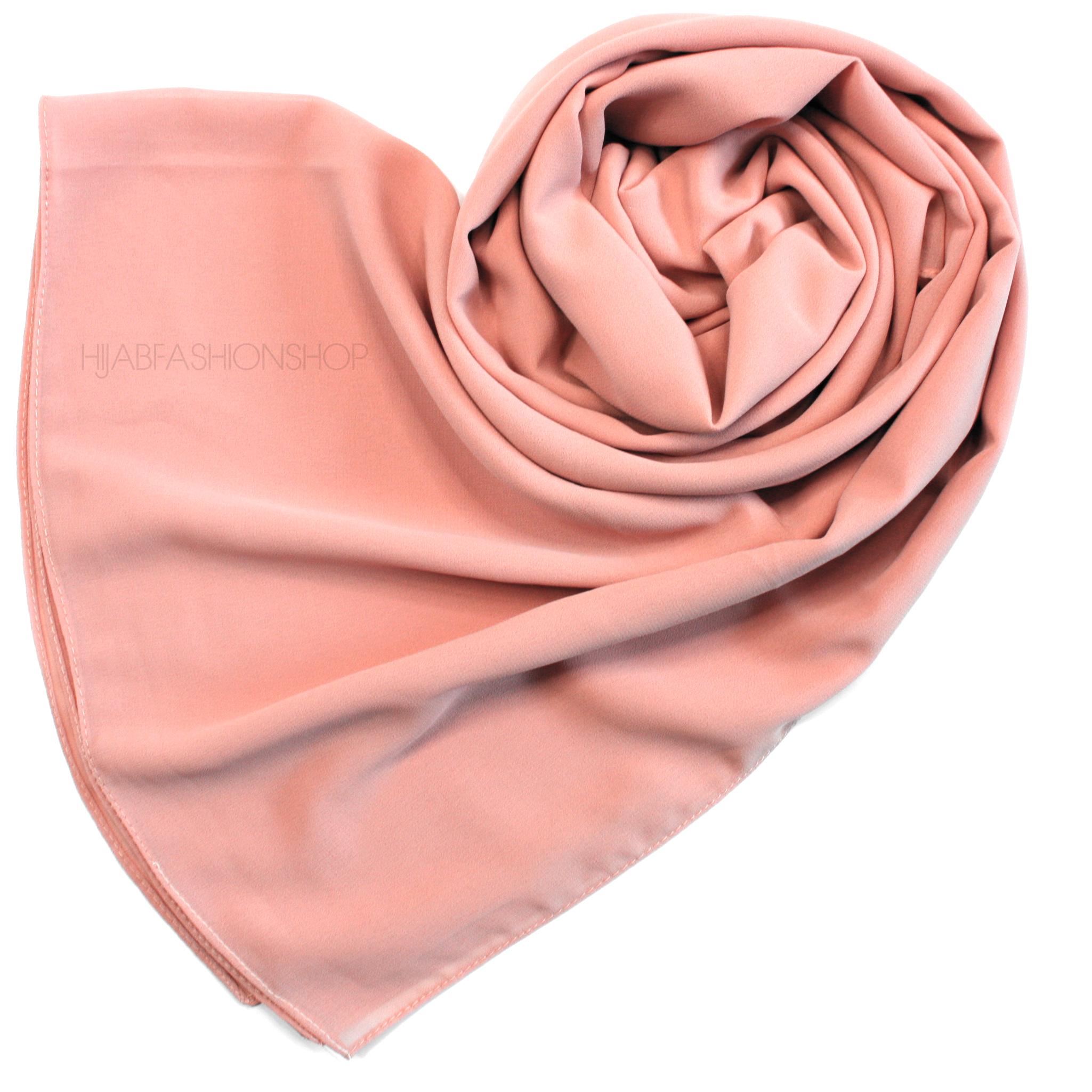 peachy pink crepe chiffon hijab