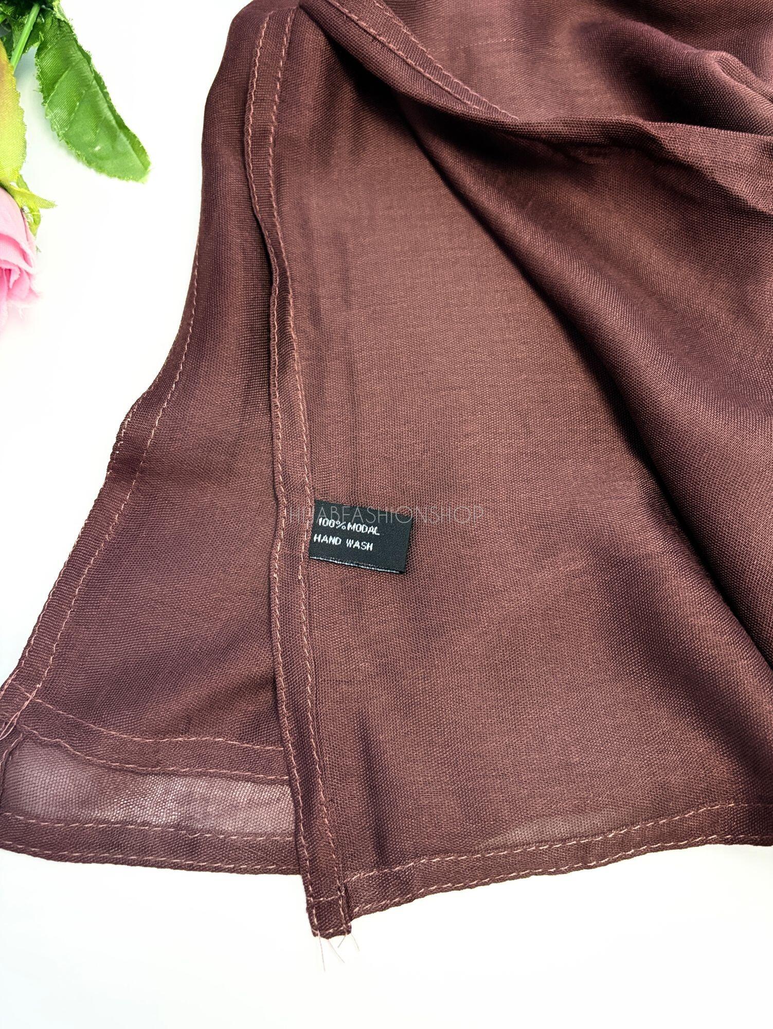 brown premium 100% modal double stitched hijab stitching