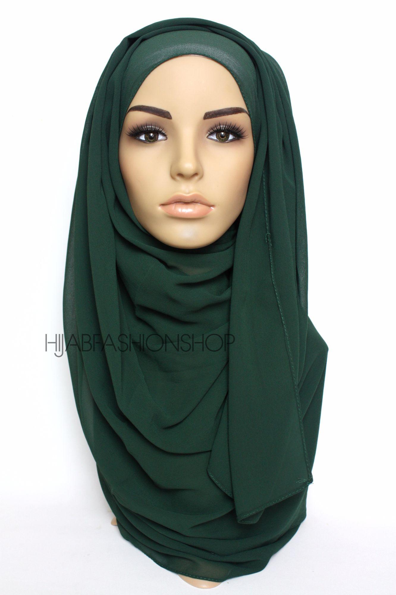 dark green crepe chiffon hijab