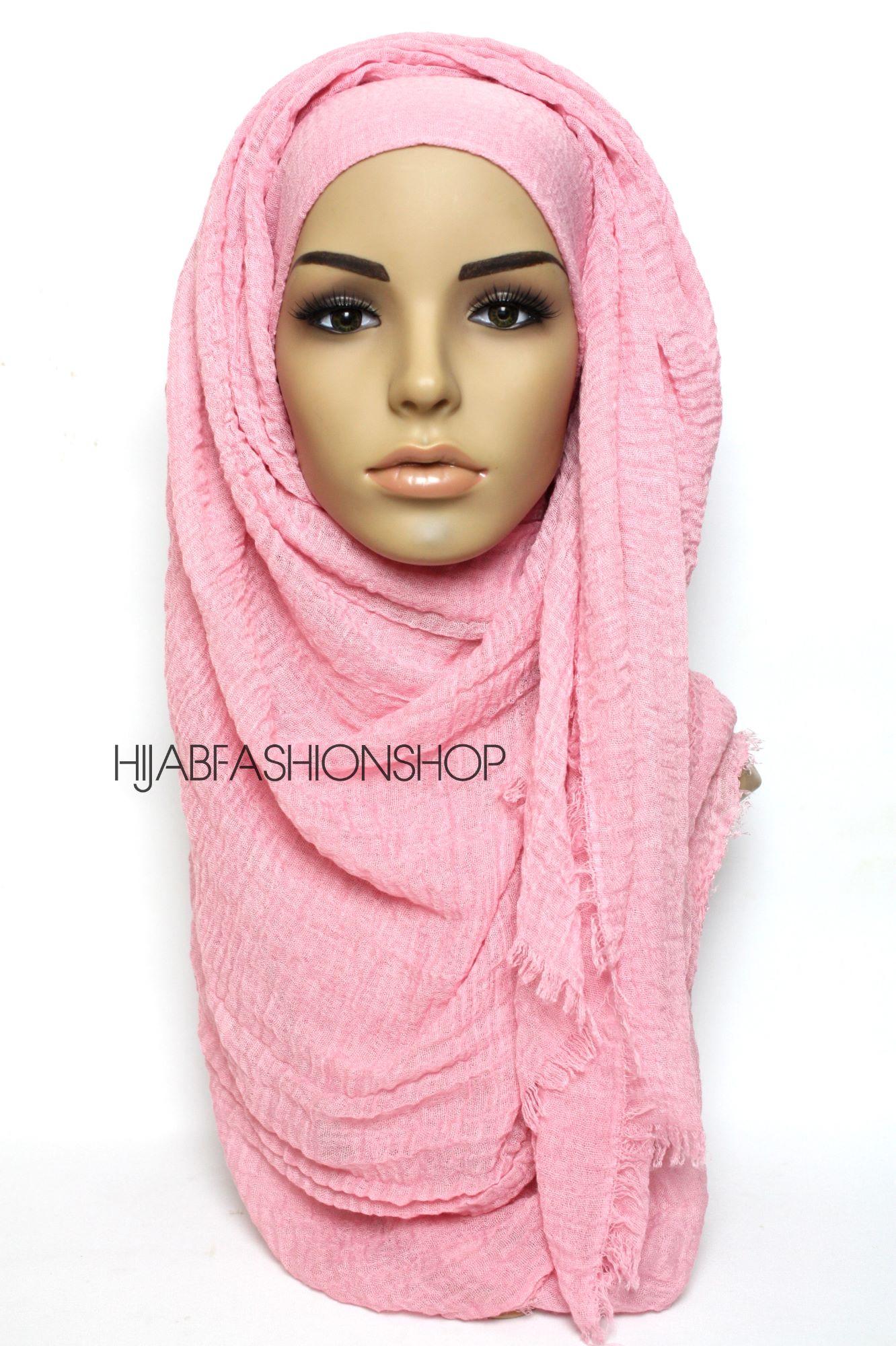 pink crimp crinkle hijab