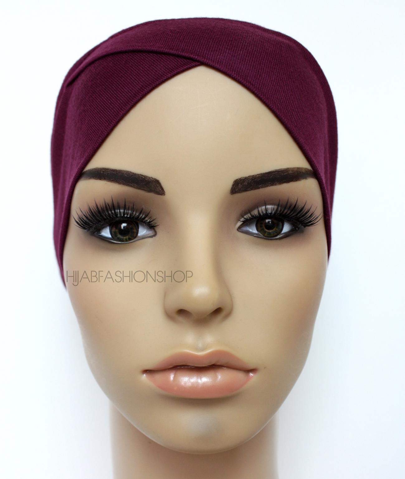 maroon crossover hijab cap