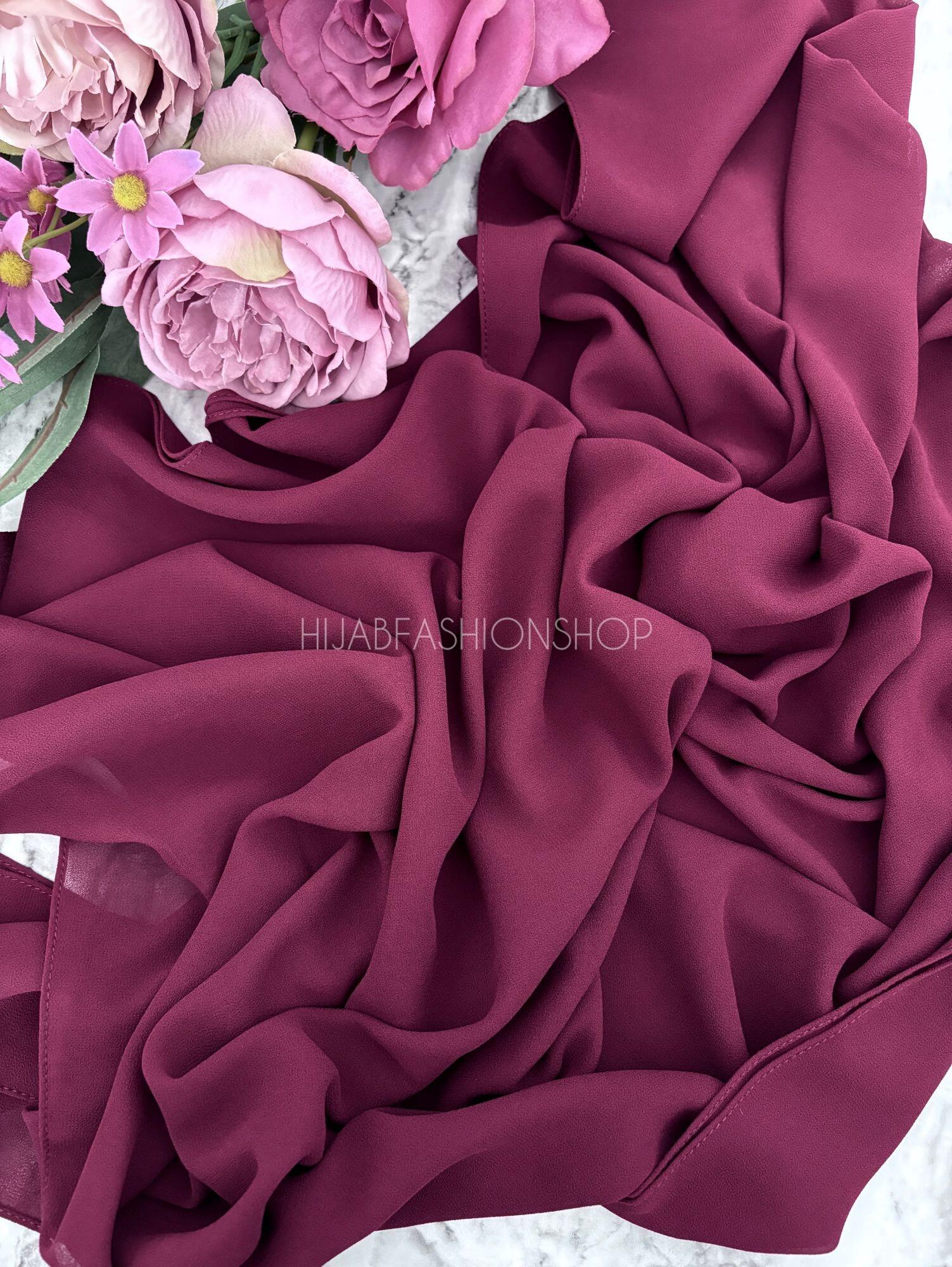 berry maroon crepe chiffon hijab