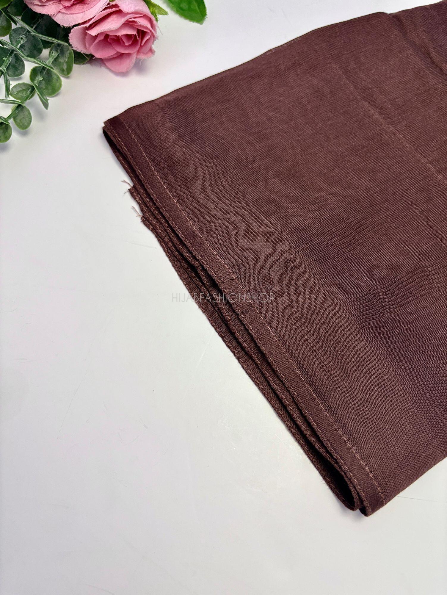 brown premium 100% modal double stitched hijab close up
