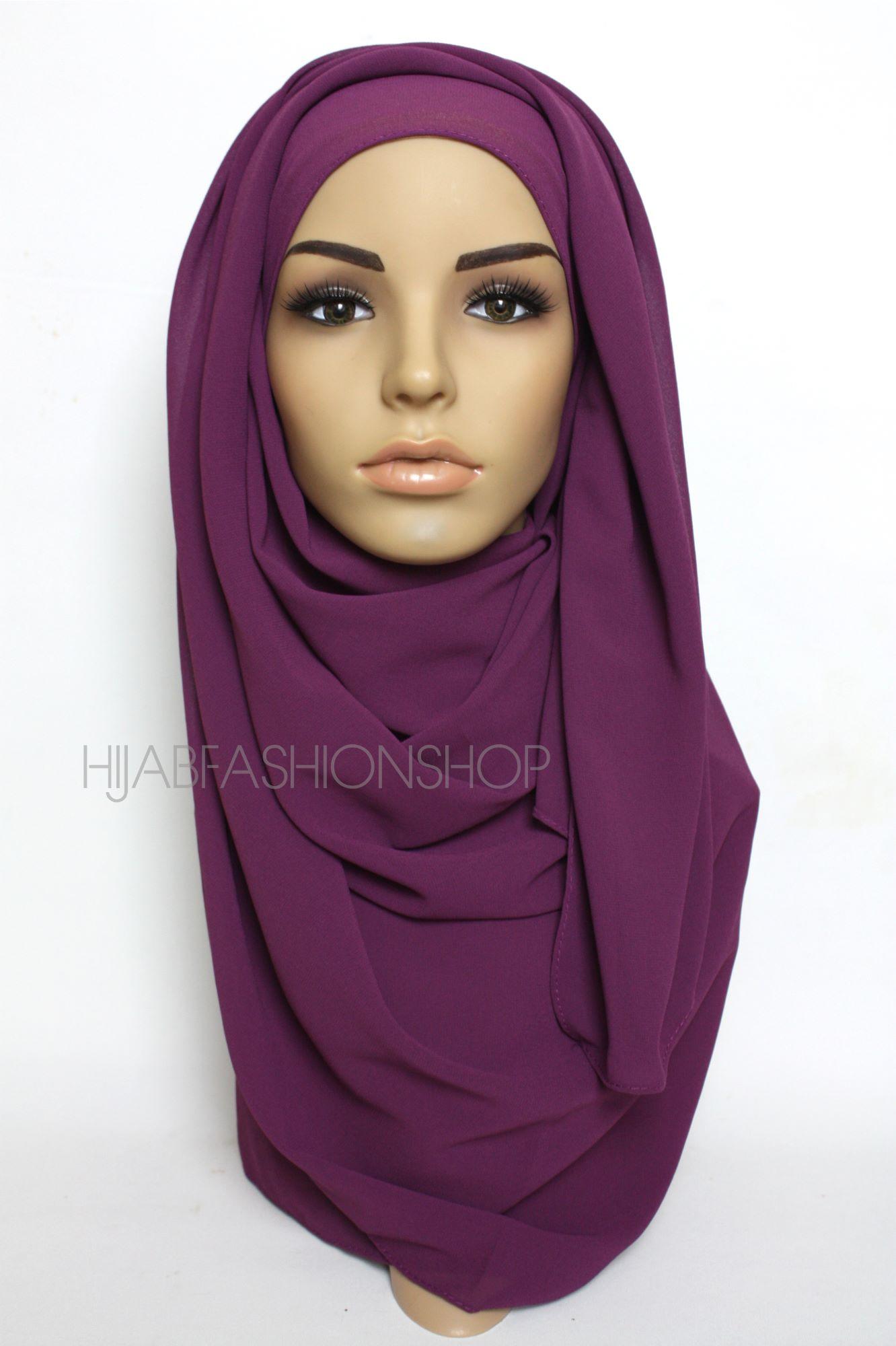 deep purple crepe chiffon hijab