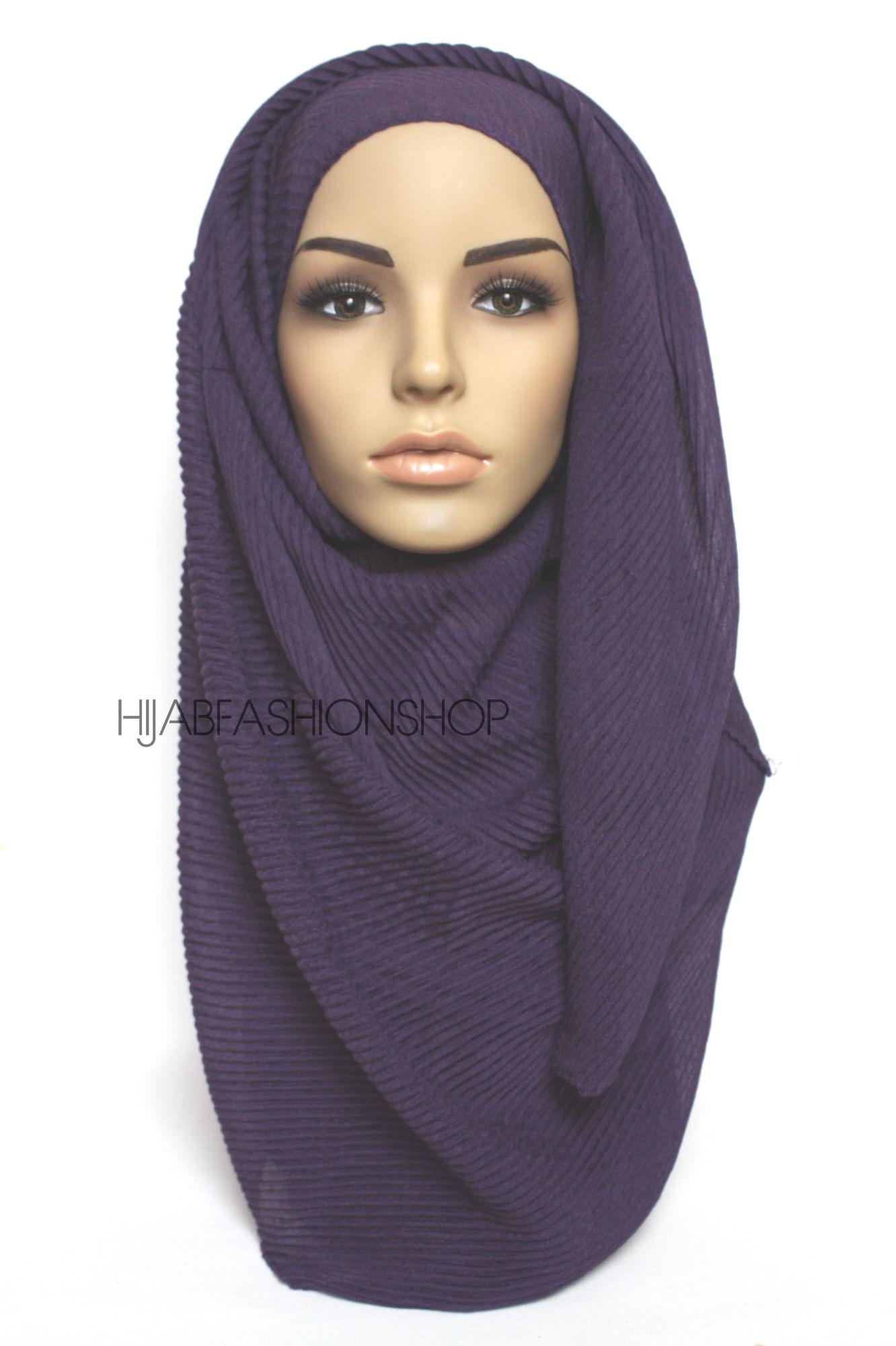 plum pleated hijab