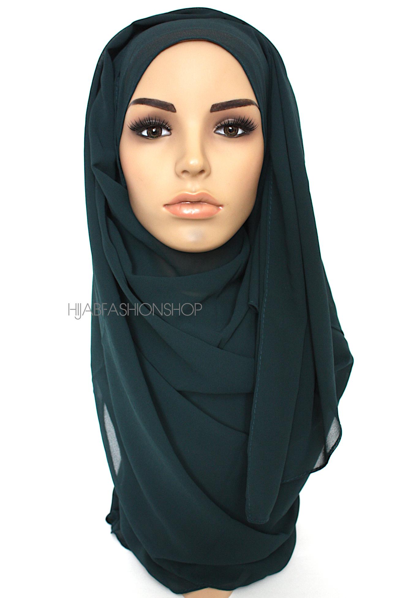 dark emerald green crepe chiffon hijab