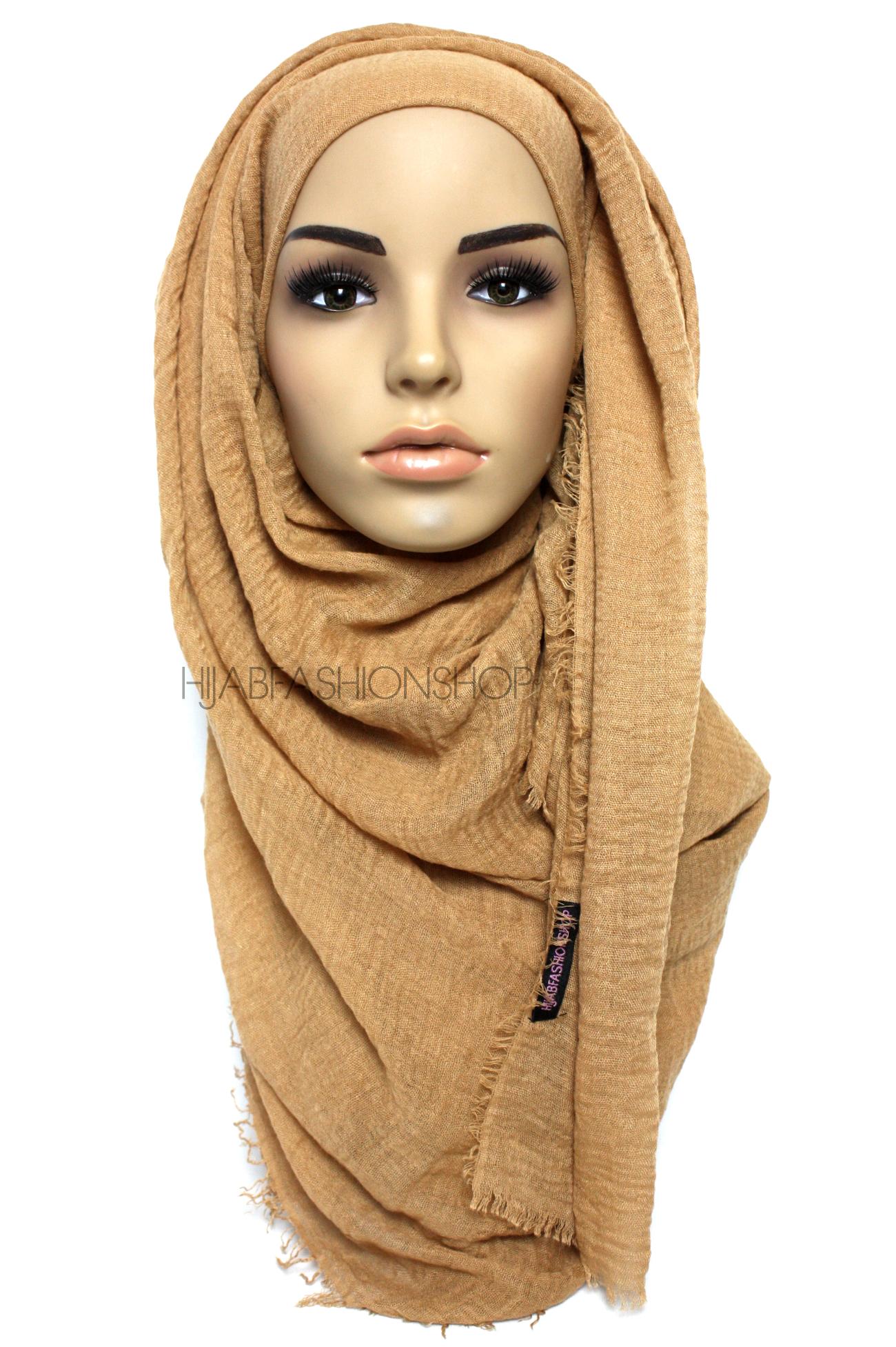 camel crimp crinkle hijab