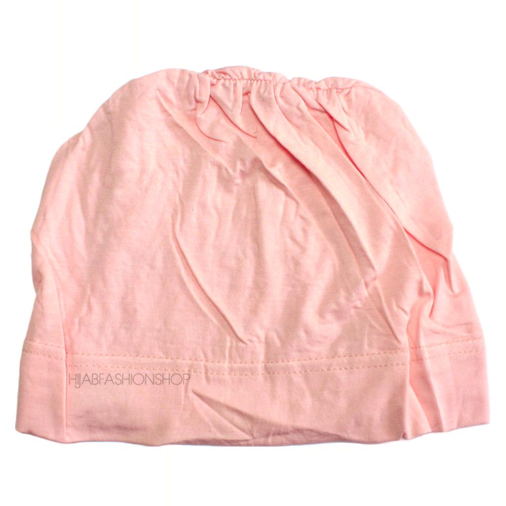 nude pink ruched back hijab cap
